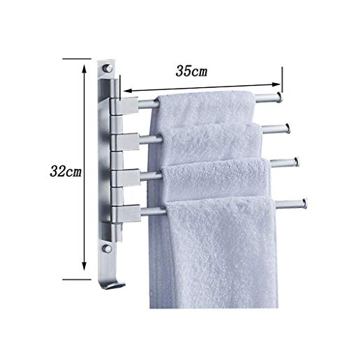 N/A Space Aluminum Swing Out Towel Bar Folding Arm Swivel Hanger Bathroom Storage Organizer Wall Mount, (Size : 4 arm)