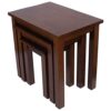Aurotrice OAK Solid Nest of 3 Tables Coffee Table Small Wooden Side/End/Lamp Walnut Nesting Tables for Living Room