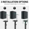 Mounting Dream Speaker Stands Height Adjustable for Satellites up to 5KG, a Pair of Floor Stands