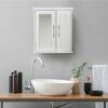 Teamson Home Wooden Bathroom Mirrored Wall Medicine Cabinet Storage with Mirror & Adjustable Shelves White EHF-F0008