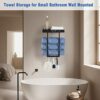 ODSNANIE Wall Mounted Towel Racks, Towel Holder for Small Bathroom Towel Drying Rack Towel-Bars, Drilling Available Towel Shelf Black Towel Stora