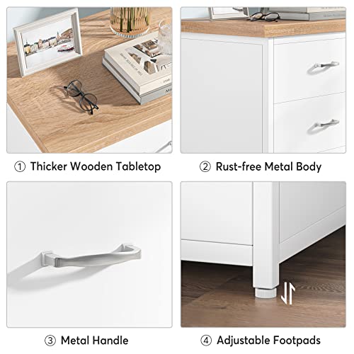 LITTLE TREE Nightstand Side End Table, Engineered Wood, White