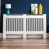 Vida Designs Chelsea Radiator Cover Modern Slatted Grill Slats White Painted MDF Cabinet, Large & Arlington Radiator Cover Grey Modern Painted MD