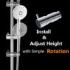 Shower Head Holder Clamp Bracket Adjustable Replacement, On Wall Mount Shower Bracket, Slider Clamp Holder Bracket, Chrome Plated (19mm, Silver)