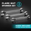 DURATECH Flare Nut Spanner Set, Double End Open Ring Spanner Set, Brake Line Spanner Wrench Set, Metric, 3-Piece, 10x12mm, 13x14mm, 15x17mm, with