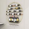 Gold Round Wall-Mounte Wine Rack ， Bar Restaurant Kitchen Wine Bottle Storage Shelf ，Hanging Wine Glass Holder Suspended Stemware Floating Organi