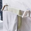 Towel Rack Double Towel Rail,Multi-Color Optional Punch-Free Easy To Install Bathroom Kitchen Rack Brown(Color:White)