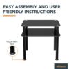 mahara Black Side Table/End Table with Shelf -Tempered Safety Glass Coffee Table - Small Table W60cm x D60cm x H55cm - Small Side Table Living Ro