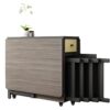 DISHENGZHEN Foldable Dining Table Set with 4 Chairs, Mobile Drop Leaf Table and Wooden Storage Table with 2 Wheels, Perfect for Kitchen, Dining R
