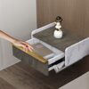 Floating Bedside Table Nightstands,Hanging Bedside Table Cabinet,Wall Mounted Bedside Table Floating Wall Shelf with Glass Design Drawer Storage