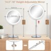 FFowcye Makeup Mirror with Lights and Magnification, 8" Adjustable Brightness & Height 1X/10X Magnifying Mirror LED 360° Rotation Touch Screen Va