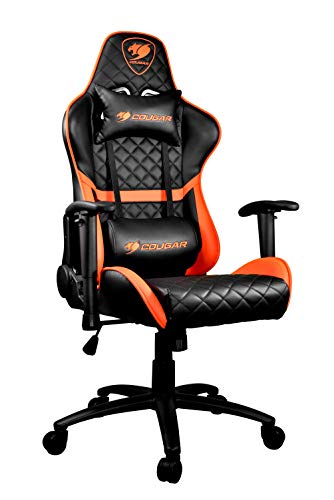 Cougar Armor One Gaming Chair with Reclining and Height Adjustment, Black and Orange