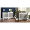 Vida Designs Chelsea Radiator Cover Modern Slatted Grill Slats White Painted MDF Cabinet, Large & Arlington Radiator Cover Grey Modern Painted MD