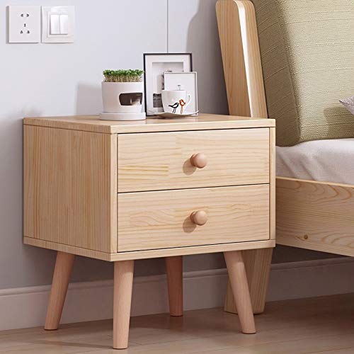 JYDQM Solid Wood Bedside Table Side Cabinet Bedroom Small Apartment Home Locker, Double Drawer Design Bedside Table