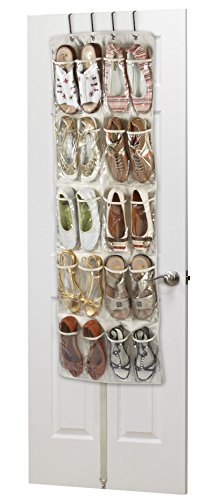 Brilliant Feet G0061 - Heavy Duty 20 Pocket Over Door Hanging Shoe Organiser - Robust Oxford Canvas-Type Material (600D) - Reinforced Clear PVC P