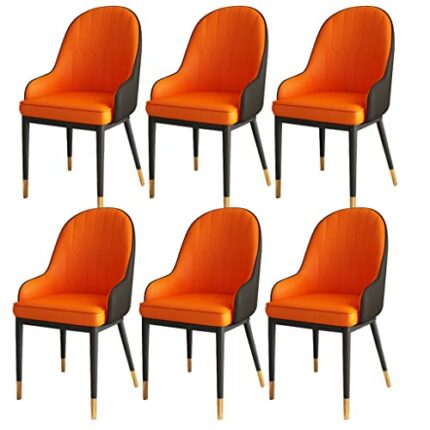 Kitchen Dining Room Furniture Chairs Kitchen Dining Chairs Set Of 6 Modern High Back Soft Seat PU Leather Living Room Chairs with Metal Legs Loun