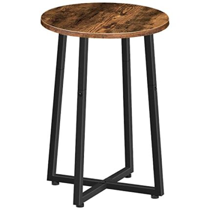 HOOBRO Round Side Table, Small Round Coffee Table, Round Bedside Table, Telephone Table, Snack Table, for Balcony, Industrial, Rustic Brown EBF95