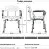 taimowei Bathroom Toilet Step Stool Lightweight Shower Stool, Height Adjustable Removable Back Concave Stool Surface with Armrests Backrest with