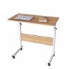 DlandHome Mobile Side Table 31.4 Inches w/Wheels Adjustable Movable Portable Laptop Computer Stand for Bed Sofa, Black, 05-1