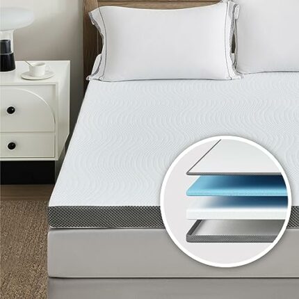 Degrees of Comfort Dual-Layer Memory Foam Mattress Topper for Pressure Relieving, Mattress Topper Double Bed with Anti-Slip Breathable Hypoallerg