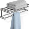 Bathroom Towel Rack, Stainless Steel Towel Holder Wall Mounted, Towel Rail with 2 Shelves, Towel Stands for Bathroom, Kitchen 60Cm