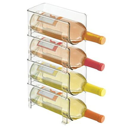mDesign Ultra Modern Wine Rack - Crystal Clear Bottle Rack - Horizontal Wine Holder Extends Wine and Cork Life - Stackable Wine Racks - 4 Bottles
