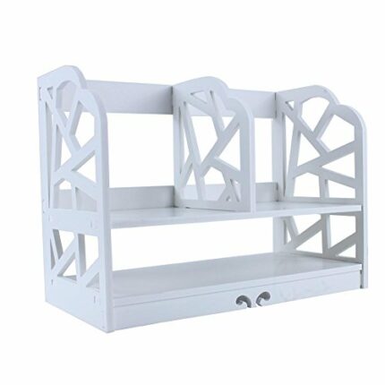 lyrlody 2 Tiers DIY Bookcase, Children's Bookcase for Toys and Books Desk Organiser Stationery Storage Rack for Home Bedroom Bathroom, 30 x 21 x