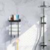 Towel Racks for Bathroom Wall Mounted Laelr Metal Bath Towel Rack for Rolled Towels Bath Rolled Towel Holders with 3 Hooks Bathroom Towel Storage