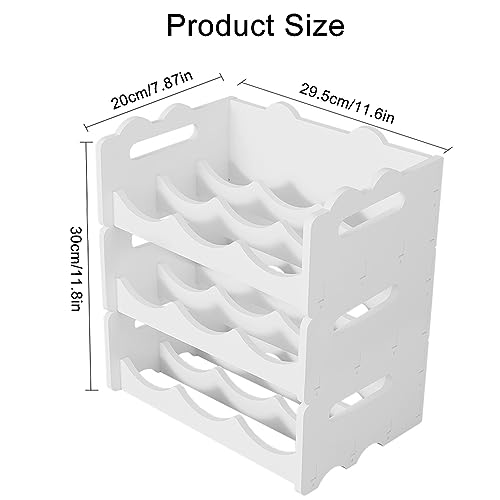 NUODWELL Stackable Water Bottle Organiser for Cabinet, White Plastic Bottle Holder Wine Storage Rack for Kitchen Countertop, Tabletop, Pantry, Re