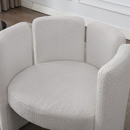 LZAREAL Modern Sherpa Accent Chairs Set of 2 Comfy Upholstered Barrel Side Chair Contemporary Single Sofa Chair for Living Room Bedroom Small Spa