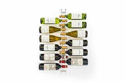 Rosey Home Modern Wine Rack - Wall Mounted - For up to 12 bottles. Clear glass effect acrylic and polished metal finish
