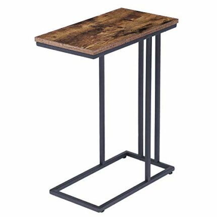 HOOBRO Side Table C Shaped, Sofa End Table, Laptop Coffee Snack Table, for Small Space, Living Room, Bedroom, Slim, Narrow, Tall, Wood Look Accen