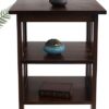 AERATI Side Table End Table with Grid Frame and 2 Storage Shelves Night Table Farmhouse Classic Style 40 x 30 x 54 cm