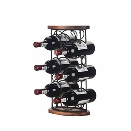 PIBM Stylish Simplicity Wine Rack Free-Standing Metal Wine Rack, Wine Storage Rack (6 Bottles Capacity), Black, 23.5 * 15.5 * 45Cm