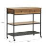 JAHH Serving Trolley Kitchen Shelf with 4 Wheels Kitchen Island Sideboard Side Table with 2 Drawers and 2 Shelves