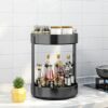 Amtang 3-Tier Spice Rack 360° Rotating Condiment Holder Storage, Steel Seasoning Organizer Kitchen Countertop Organiser (26cm 2-Tie)