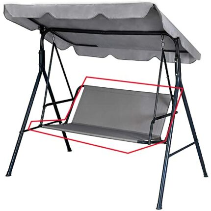 Replacement Garden Swing Seat Cover, Durable 600D Oxford Fabric Garden Swing Chair Cover Outdoor, Fit for 2 and 3 Seater Swing Chair Grey 85 * 48