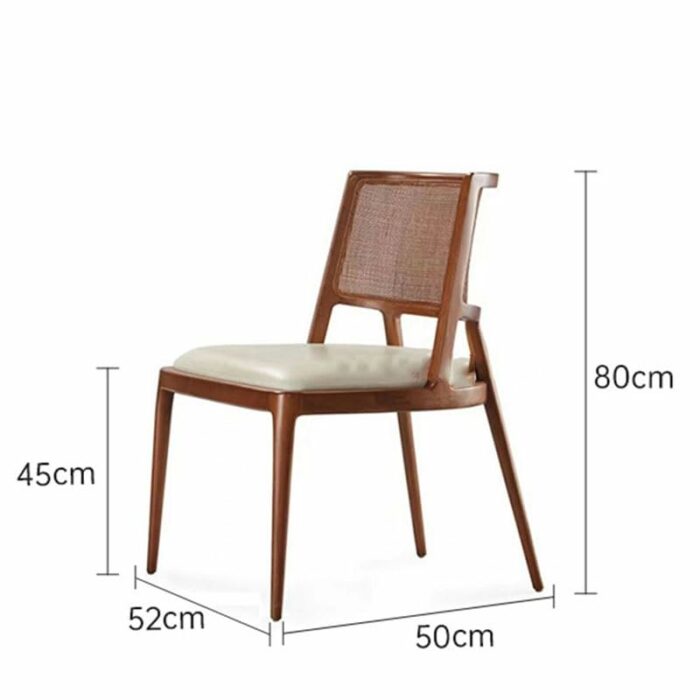 WALNUT Retro Dining Room Furniture With Armrests Backrest Chair Solid Wood Dining Stool Woven Rattan Chair