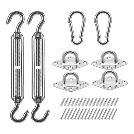 VIKSAUN Awning Attachment Set Heavy Duty Sun Shade Sail Stainless Steel Hardware Kit Garden Triangle Square Rectangle Sun Shade Sail Fixing Acces