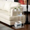 KSacry Acrylic Side Table/End Table, Small Nightstand/Bedside Table,3-Tier Storage Shelf C-Shape, Sofa Table Home Accent Table 15.75" L x 11.81"