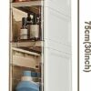 Toilet Side Storage Cabinet, Narrow Bathroom Floor Cabinet with 4 Drawers and Casters Freestanding Slim Drawer Storage Tower Easy Pull Handle for