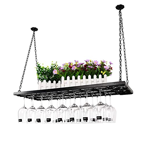 OUSIKA Wine Racks,Ceiling Industrial Hanging Wine Glass Racks Stemware Holder Adjustable Height Decoration Shelf