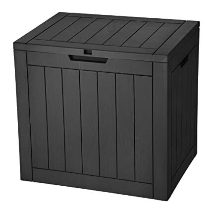YITAHOME 118L Garden Storage Box Waterproof, Medium Outdoor Storage Box with Lid, Lockable Outdoor Resin Deck Boxes with Handles for Garden Tools