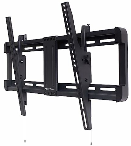 Amazon Basics Tilt TV Wall Mount With Horizontal Post-Installation Levelling For 32 Inch to 86 Inch TVs, Black