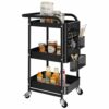 Dripex Storage Trolley on Wheels, 3-tire Metal Kitchen Storage Utility Cart with 1 Removable Pegboards, 2 Baskets, 4 Hooks, Rolling Storage Troll