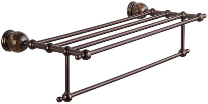 HIGOH European Retro Copper Towel Rack, Bathroom Rack Hotel Double Towel Bar Hardware Accessories Towel Holder Statues Decoration/Copper