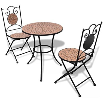 WODMB Bistro furniture 3 pcs Ceramic tiles Terracotta decorative and functional garden furniture set (Color : A, Size : One size)