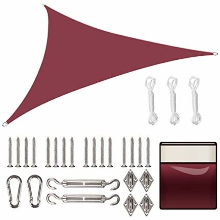 Yeahmart Sun Shade Sail Triangle 3x3x3m with Fixing Kit Waterproof Anti-UV Sunscreen Awning Canopy 98% UV Block for Outdoor Garden Patio Party Ba