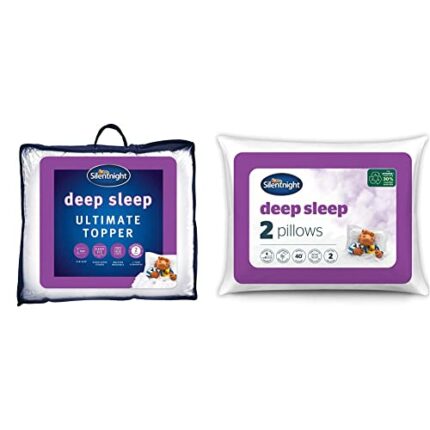 Silentnight Ultimate Deep Sleep Topper & Deep Sleep Pillow Pack of 2 - Soft Hotel Bed Pillows 2 Pack Pillow Pair - Machine Washable Hollowfibre S
