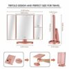 Flymiro Lighted Vanity Makeup Mirror 1x/2x/3x Magnification,Vanity Mirror Tri-fold with 21 LED Lights and Touch Screen,180° Rotation Countertop C